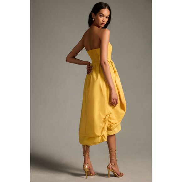 Anthropologie Corset High-Low Bubble Dress Yellow Size Large (flawed) - Picture 2 of 8